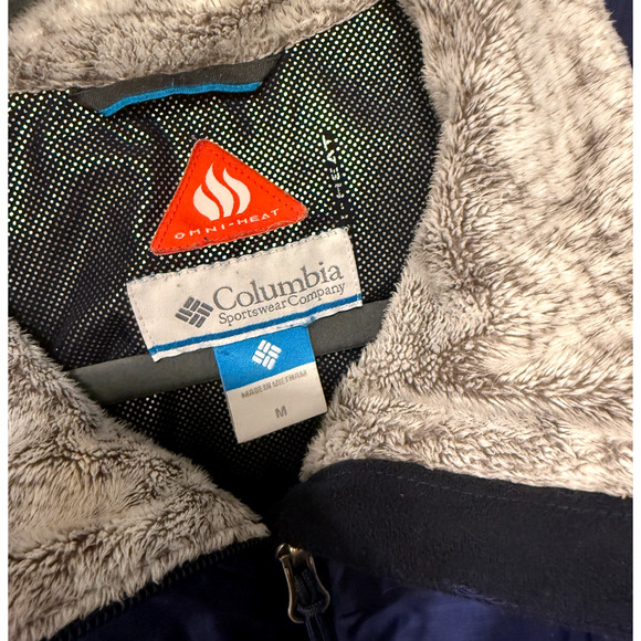 Columbia Womens M Omni Heat $149 Soft Shell Jacket Fur Collar Full Zip Navy Blue - Picture 3 of 6